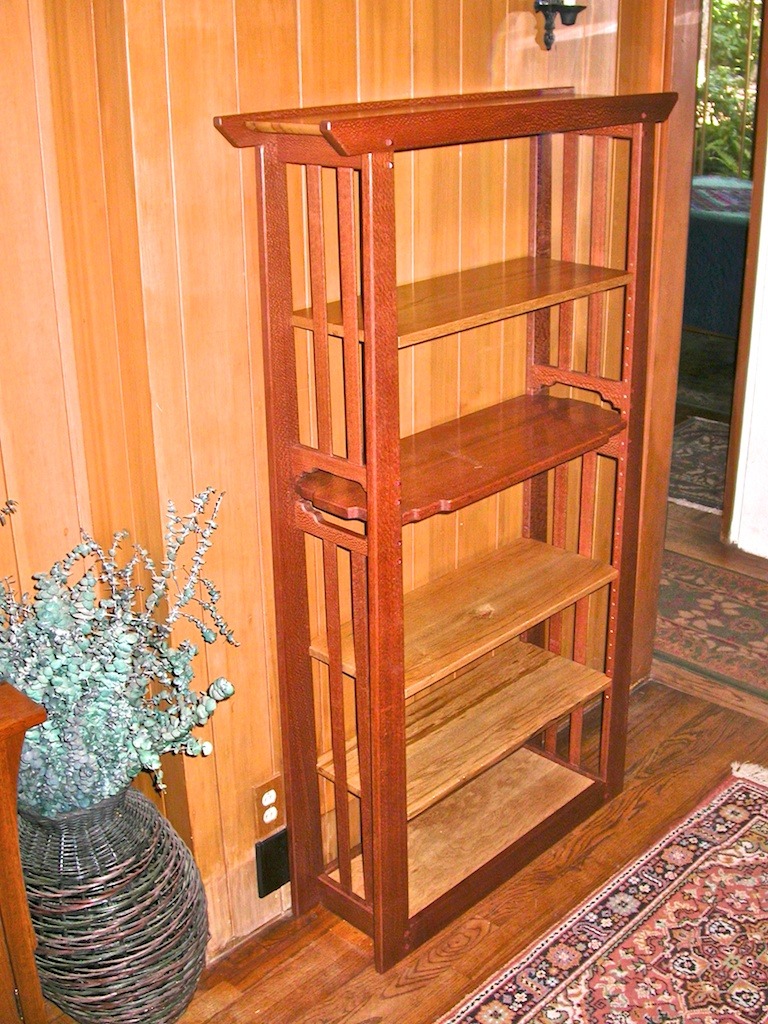 craftsman style bookcase in silky oak lacewood and black oak.jpg